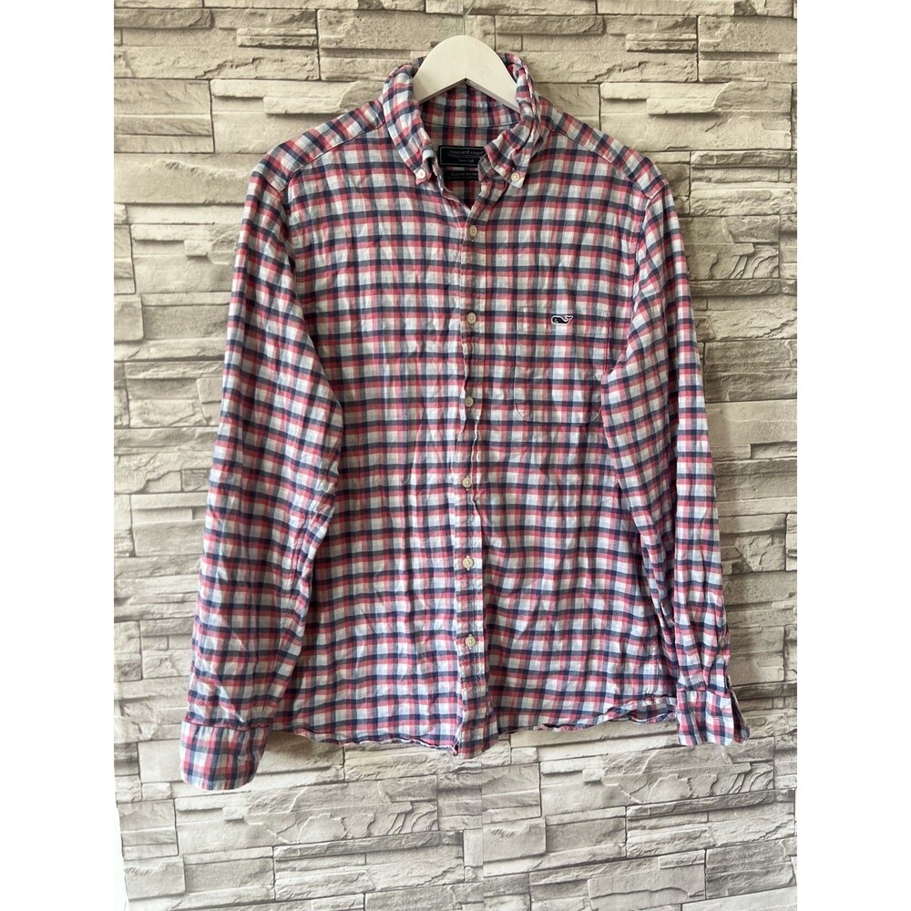 Vineyard Vines Button Down Shirt Mens M Performance Check Classic Fit Tucker
